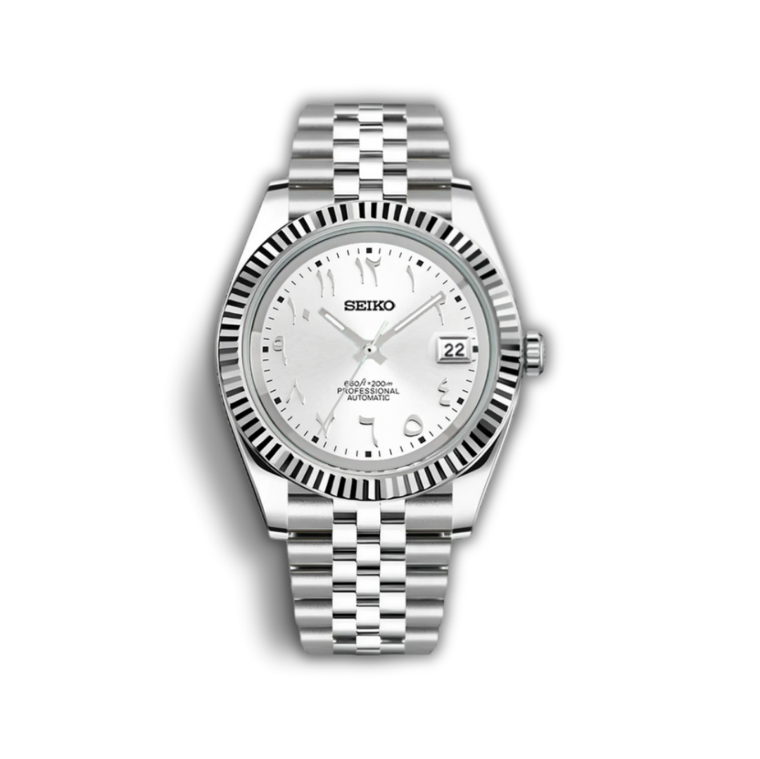 Montre Seiko Mod - Cadran Blanc Chiffres Arabes - 36mm - Acier - Mouvement NH35 - Neuve