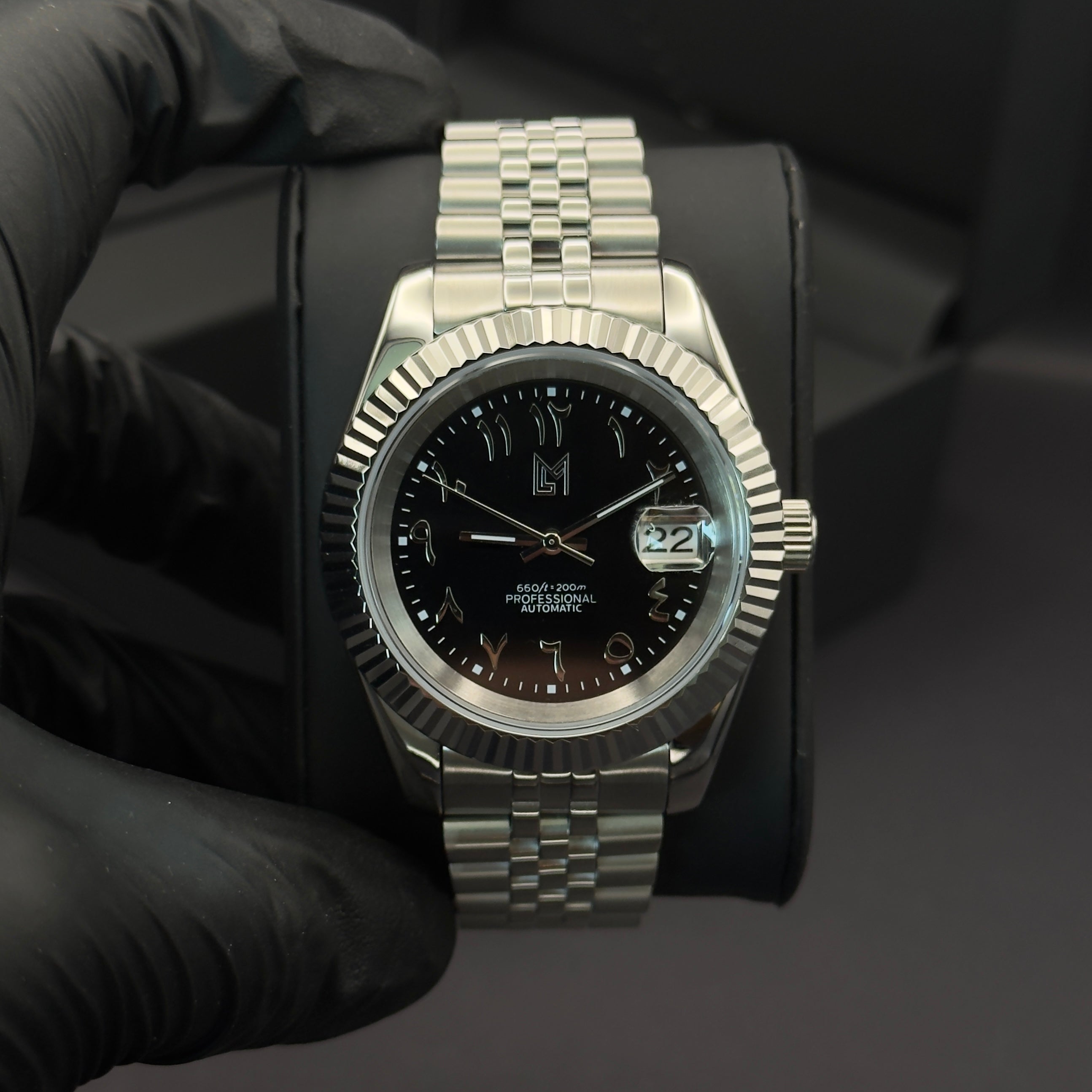 seiko black arabic dial