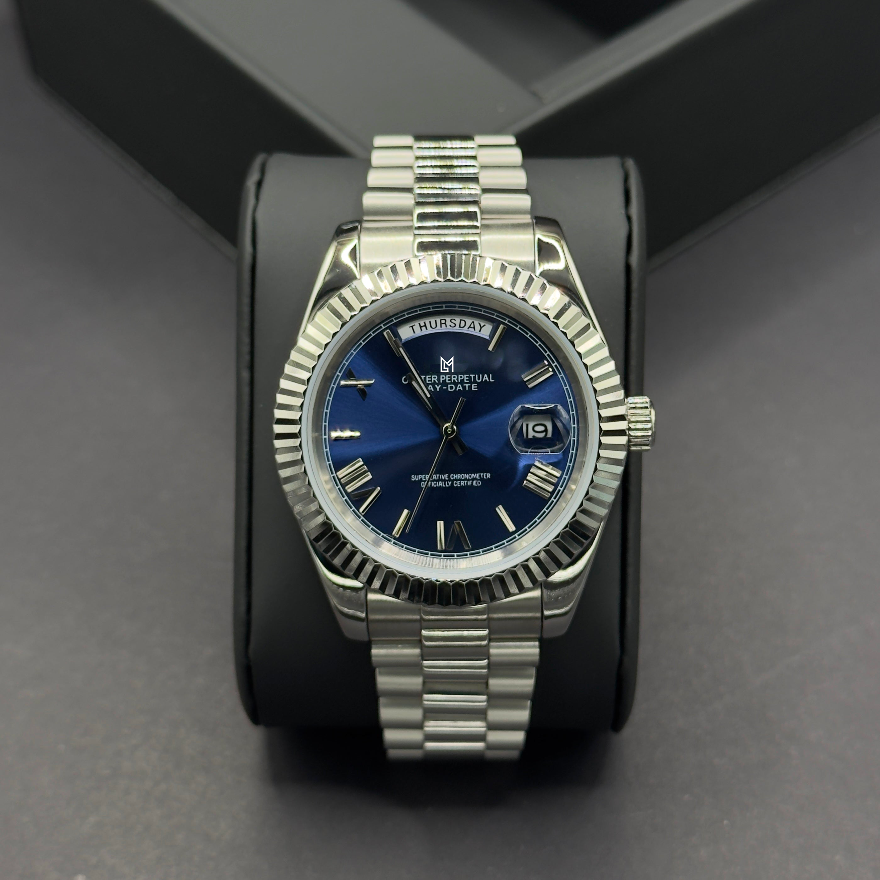 Seiko Mod Daydate Romain Bleu