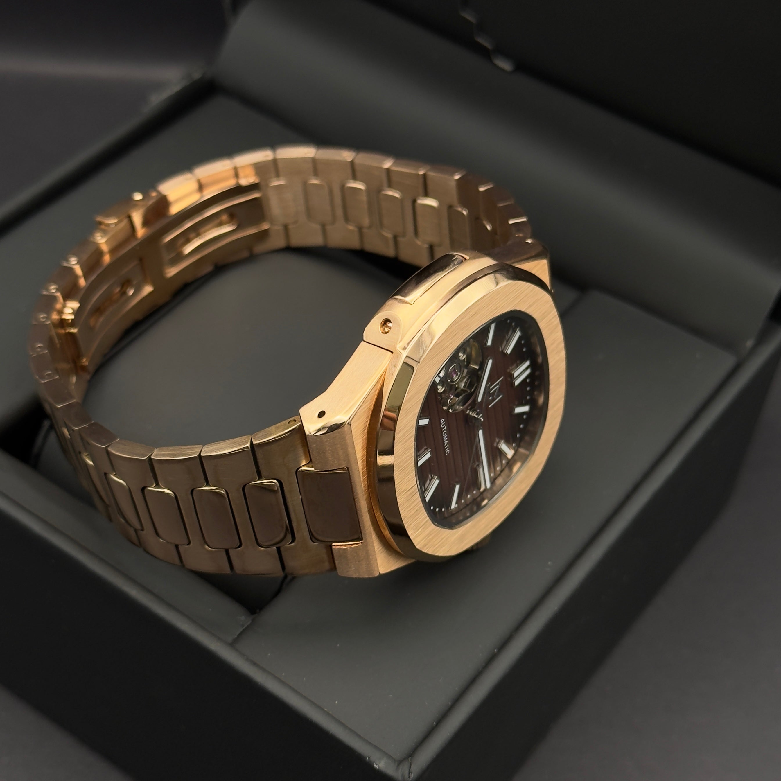 Seiko Mod Nautilus Skeleton Marron