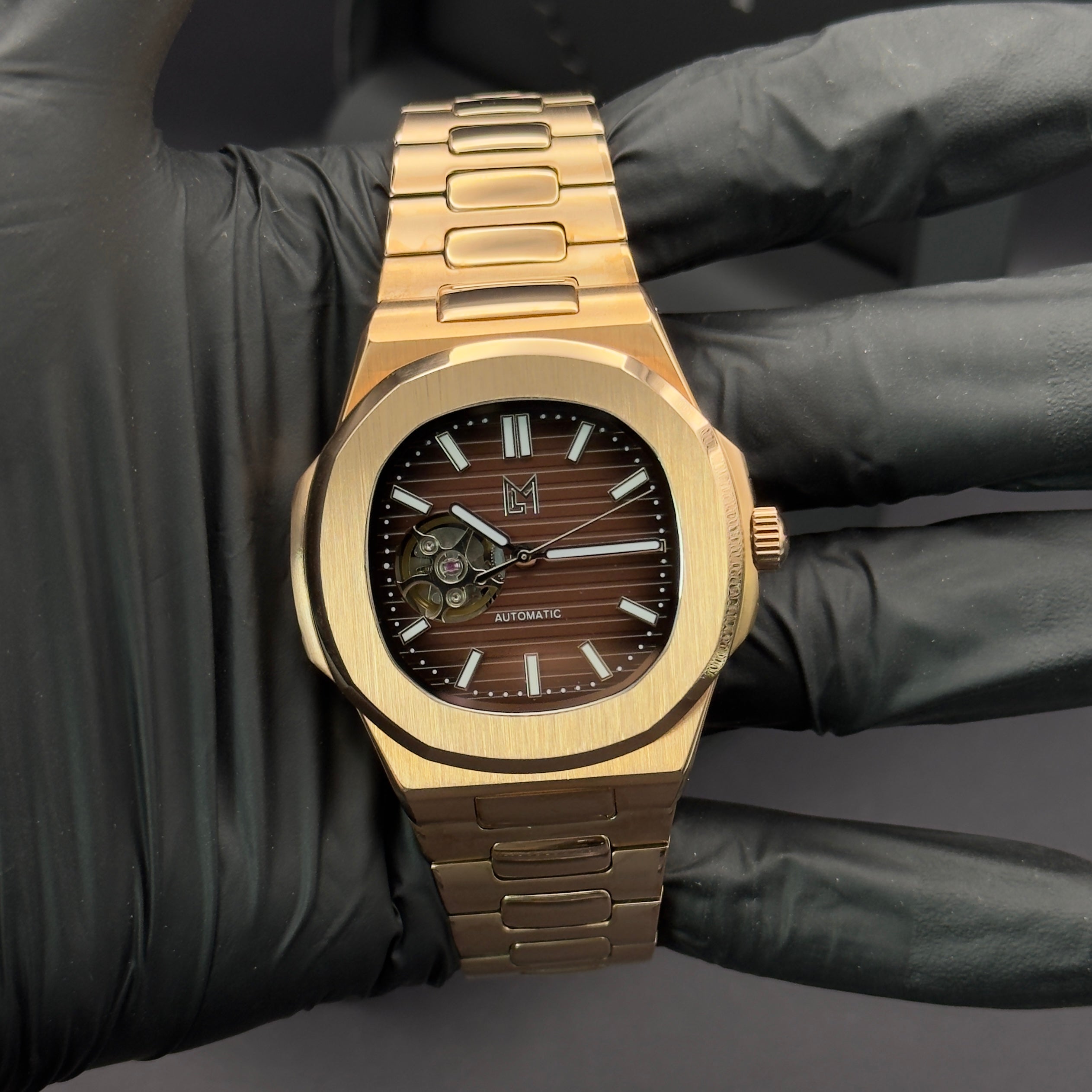 Seiko Mod Nautilus Skeleton Marron