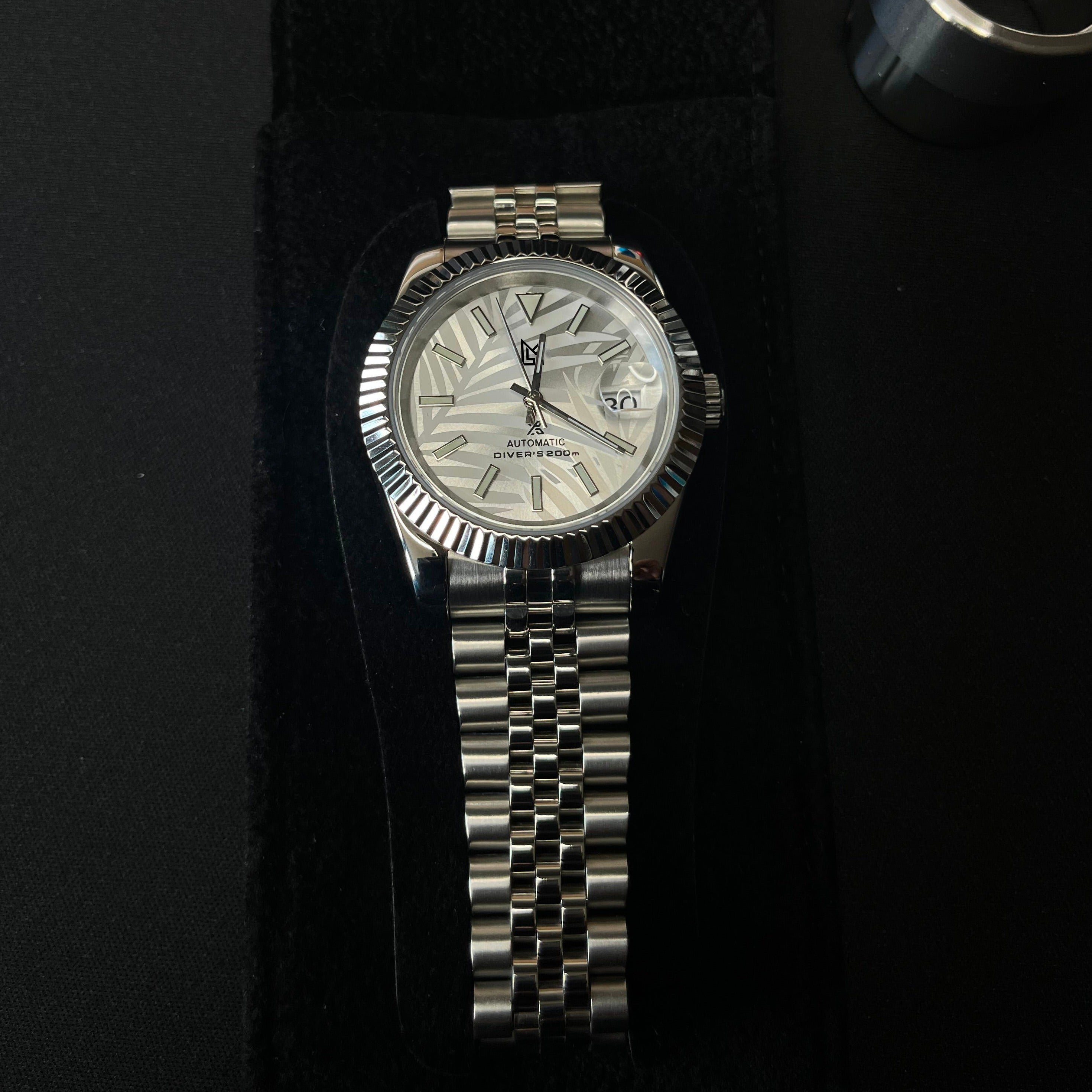 Mod Datejust Arabic Dial Palm Blanc