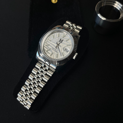 Mod Datejust Arabic Dial Palm Blanc