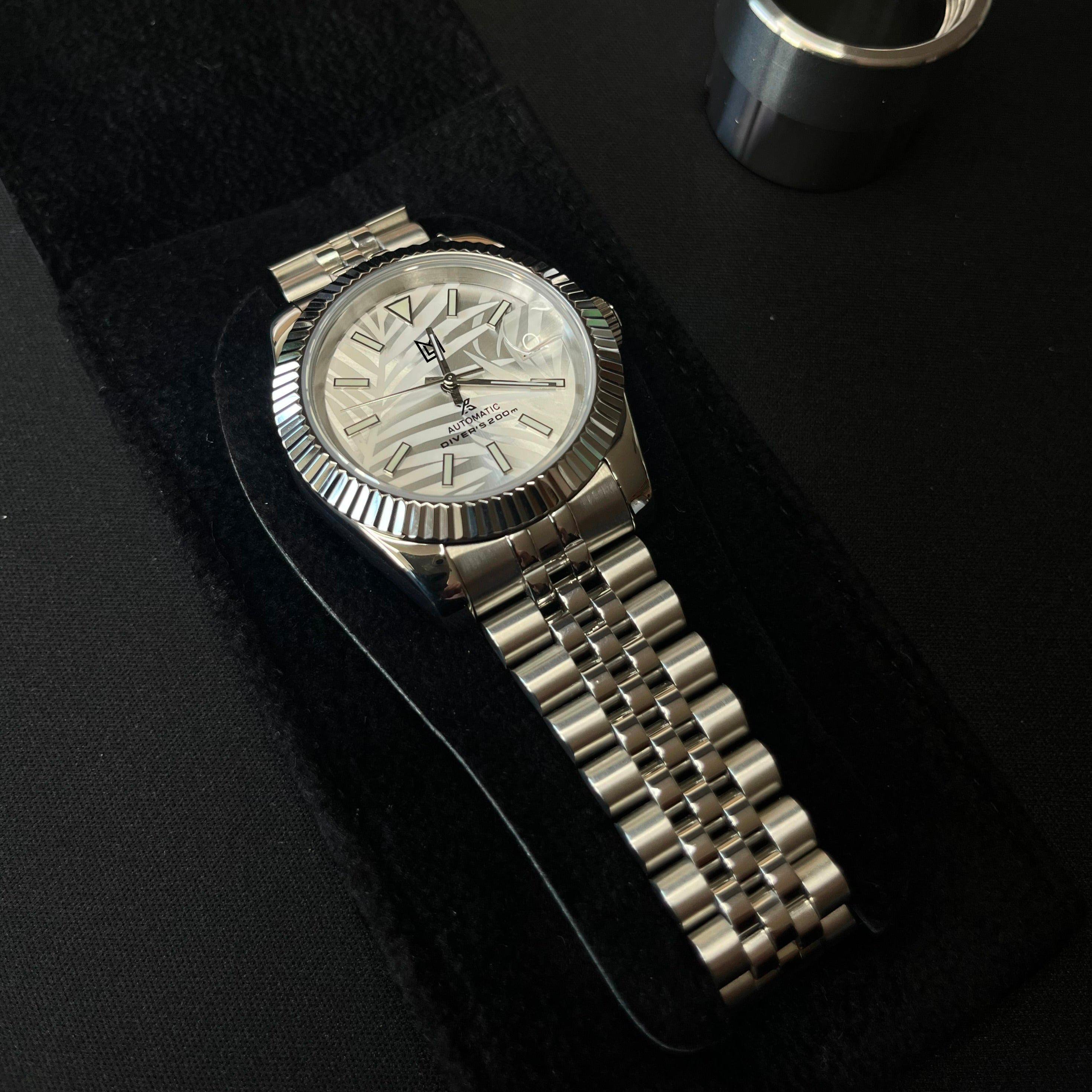 Mod Datejust Arabic Dial Palm Blanc