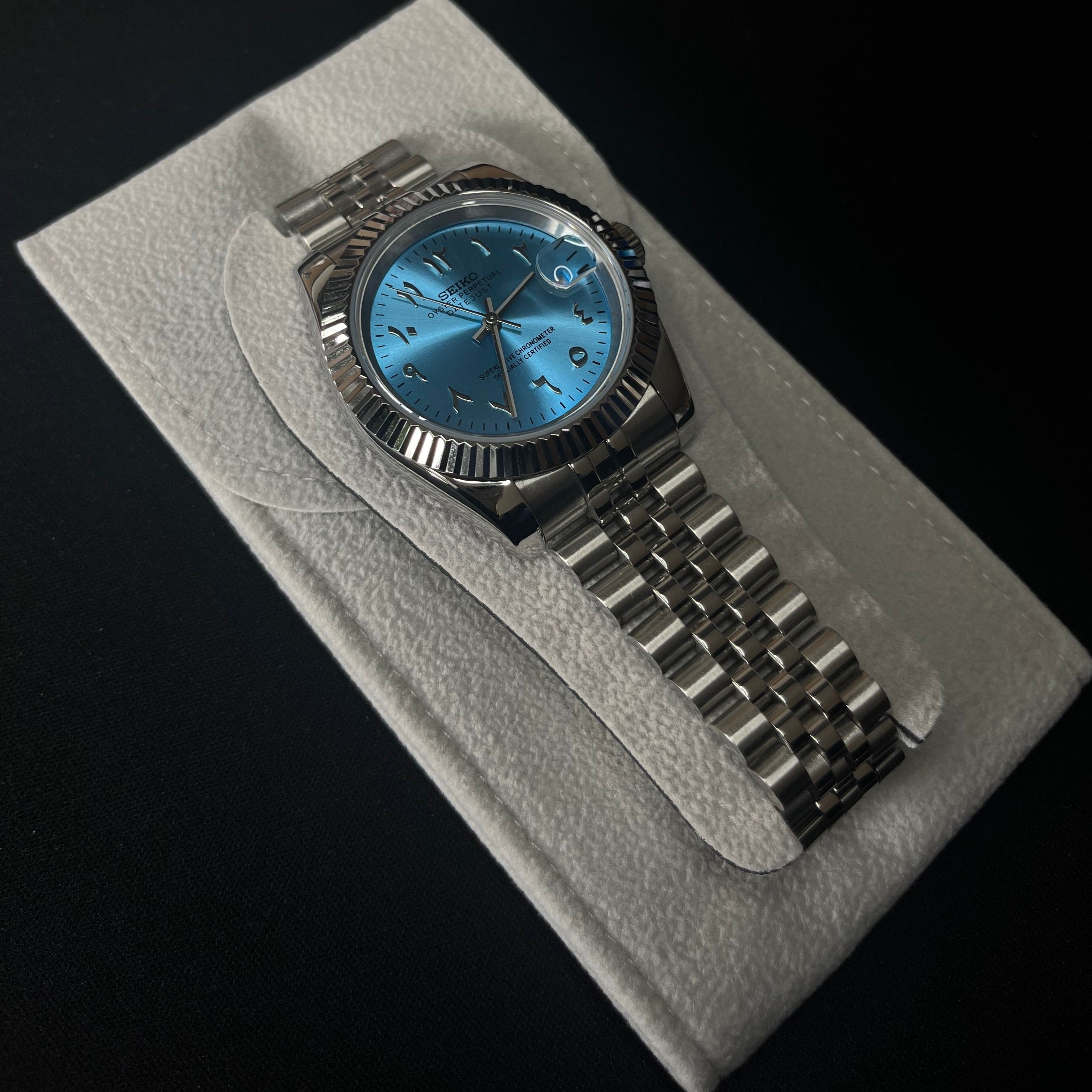 Seiko Datejust Arabic Dial Ice Blue - Luxury Mods