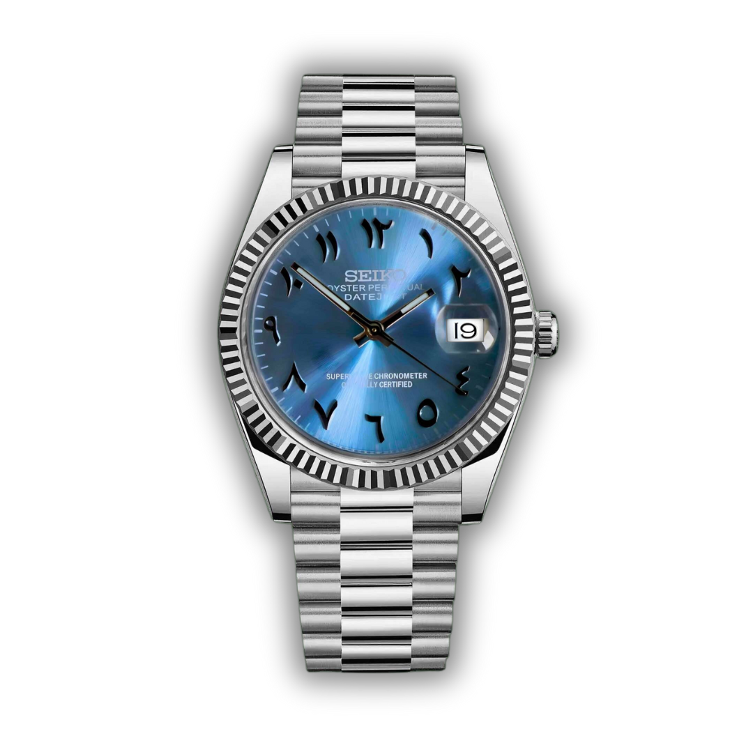 Seiko Datejust Arabic Dial Ice Blue - Luxury Mods