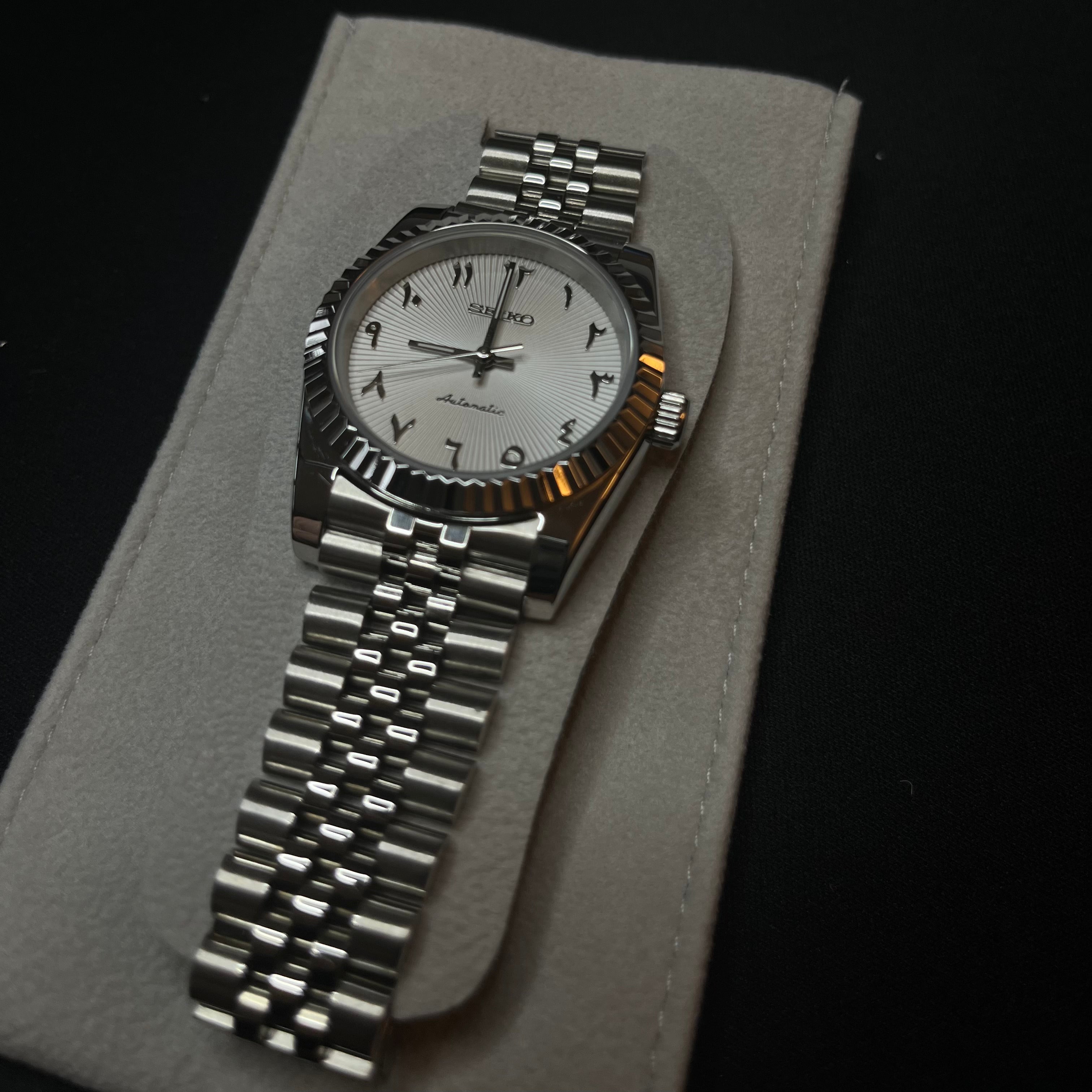 Seiko Datejust Arabic Dial Light Blanc - Luxury Mods