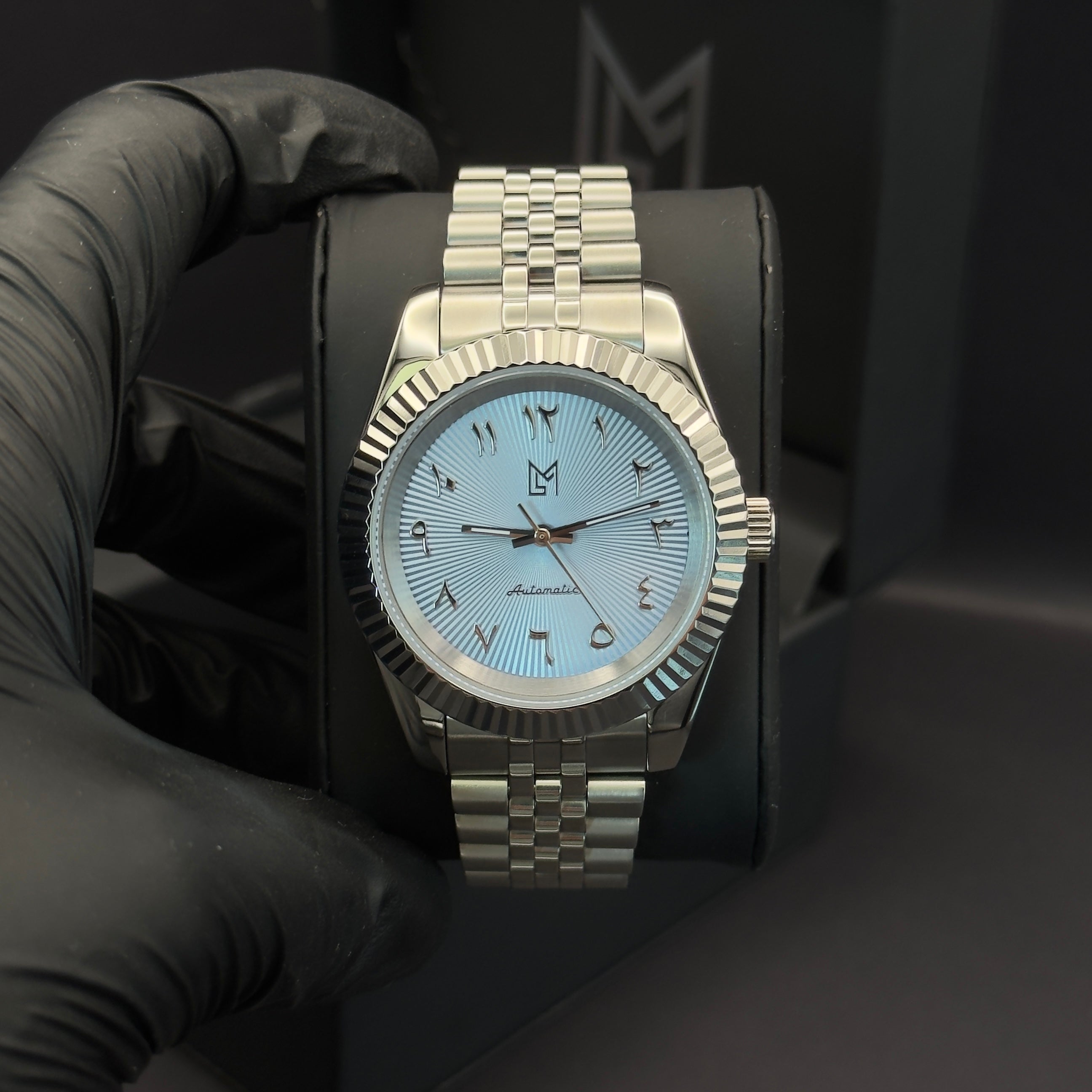 seiko arabic dial light blue​