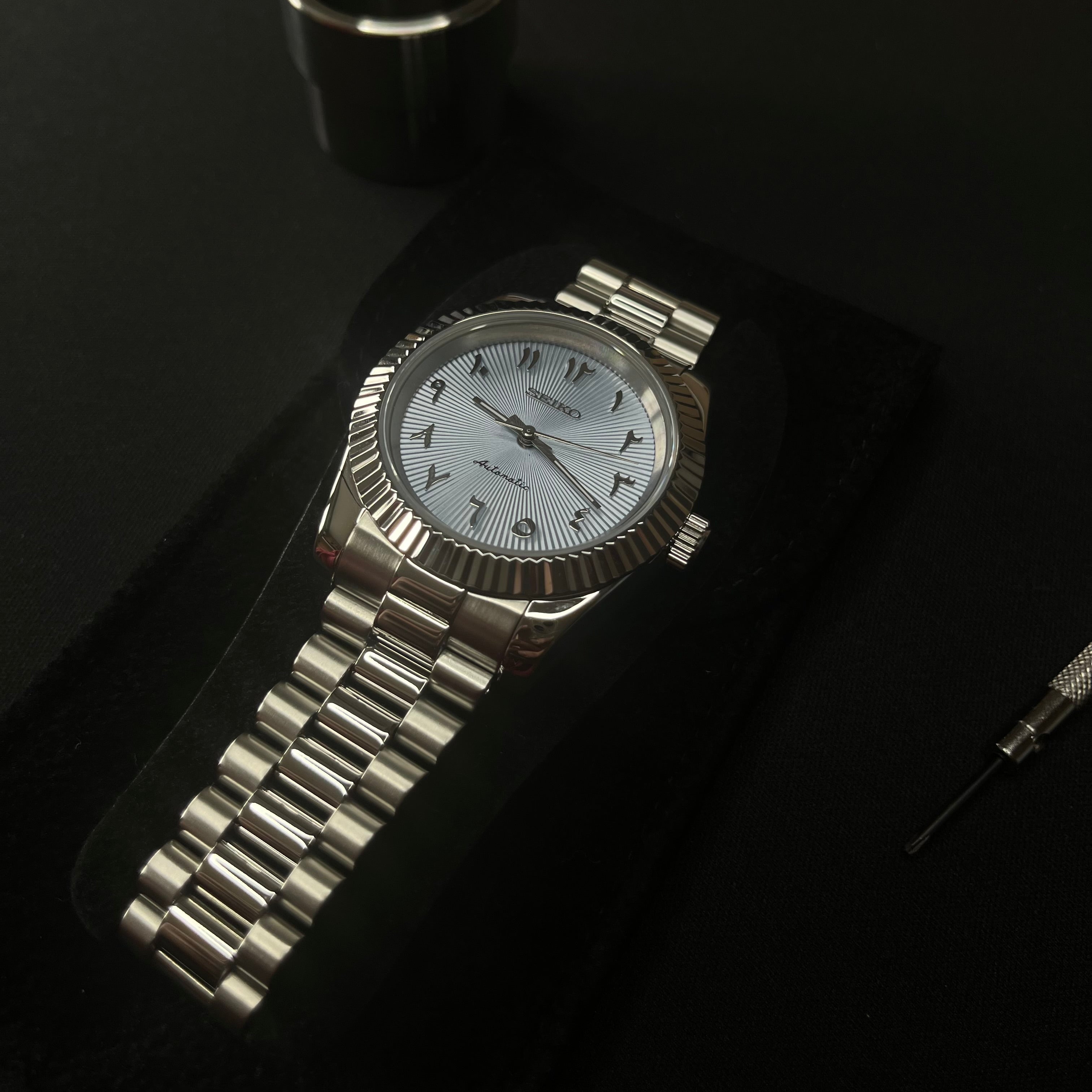 Seiko Datejust Arabic Dial Light Blue - Luxury Mods