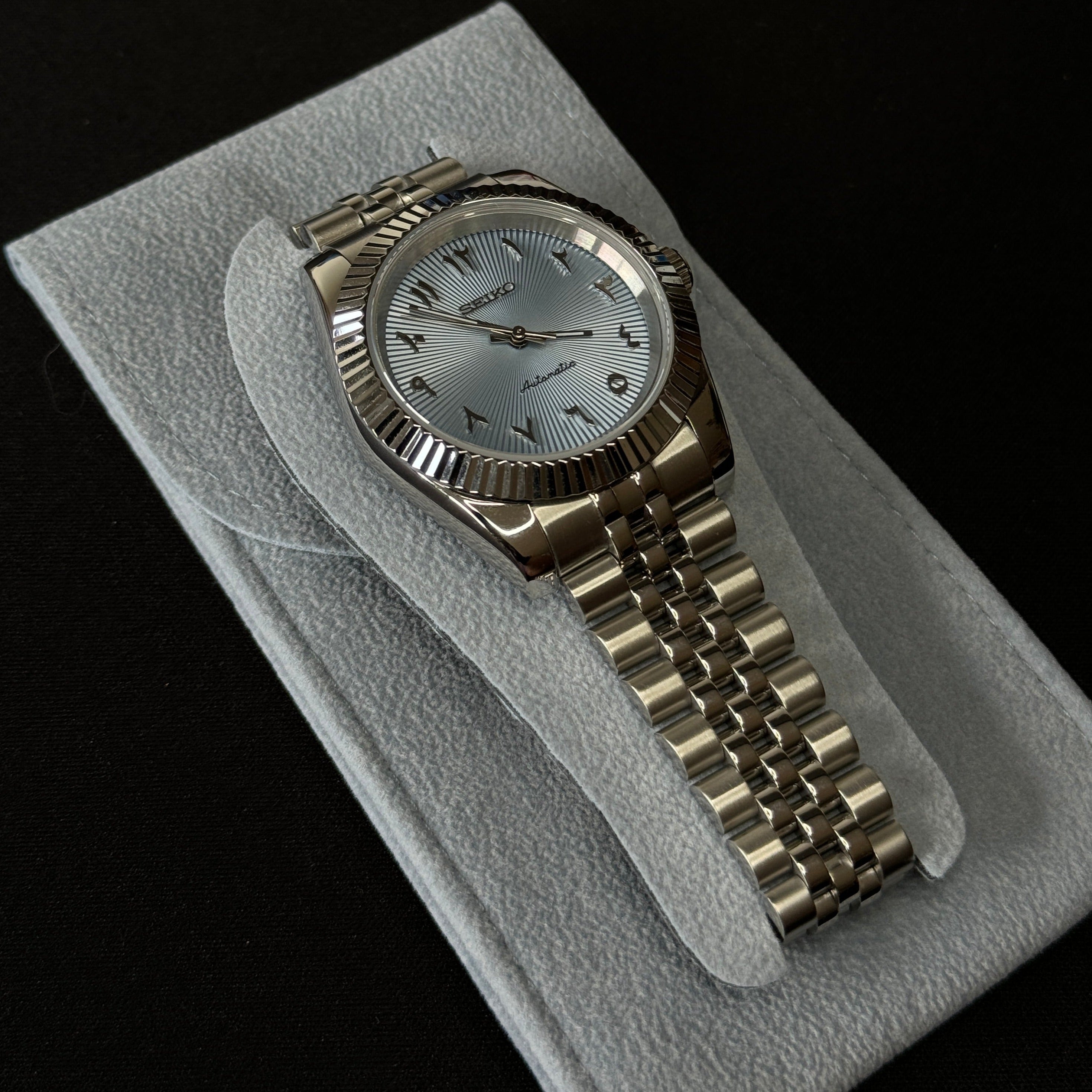 Seiko Datejust Arabic Dial Light Blue - Luxury Mods