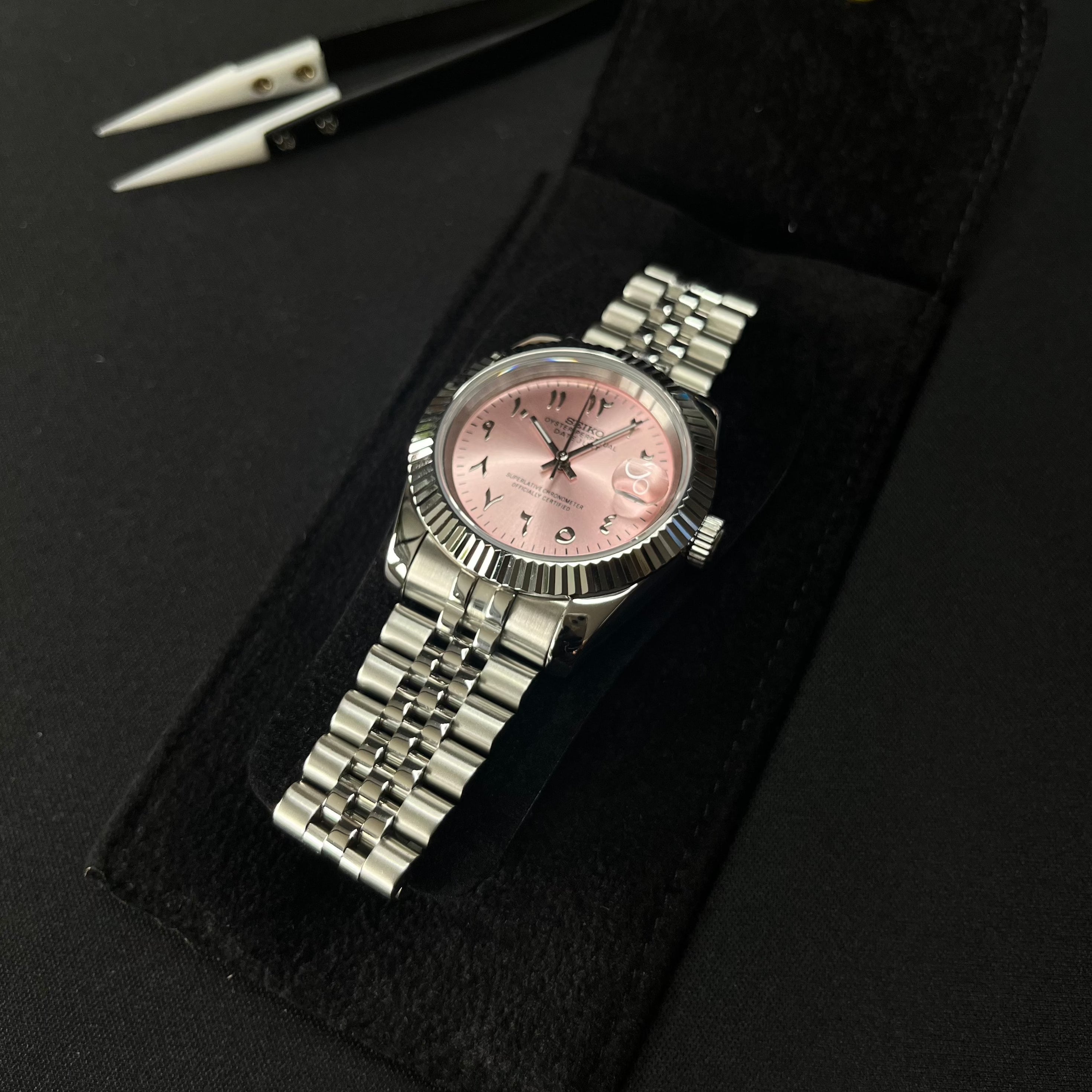 Seiko Datejust Arabic Dial Rose - Luxury Mods