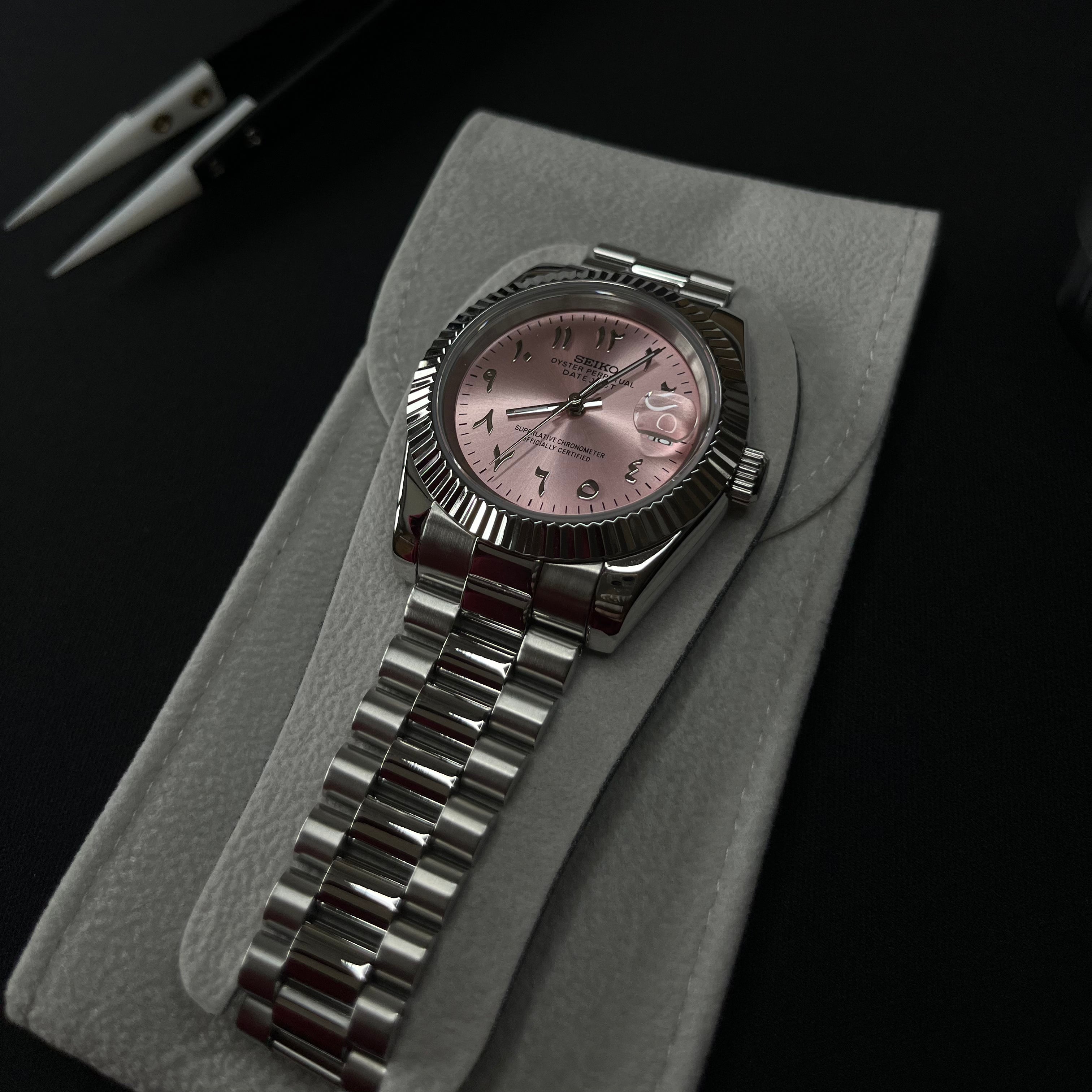 Seiko Datejust Arabic Dial Rose - Luxury Mods