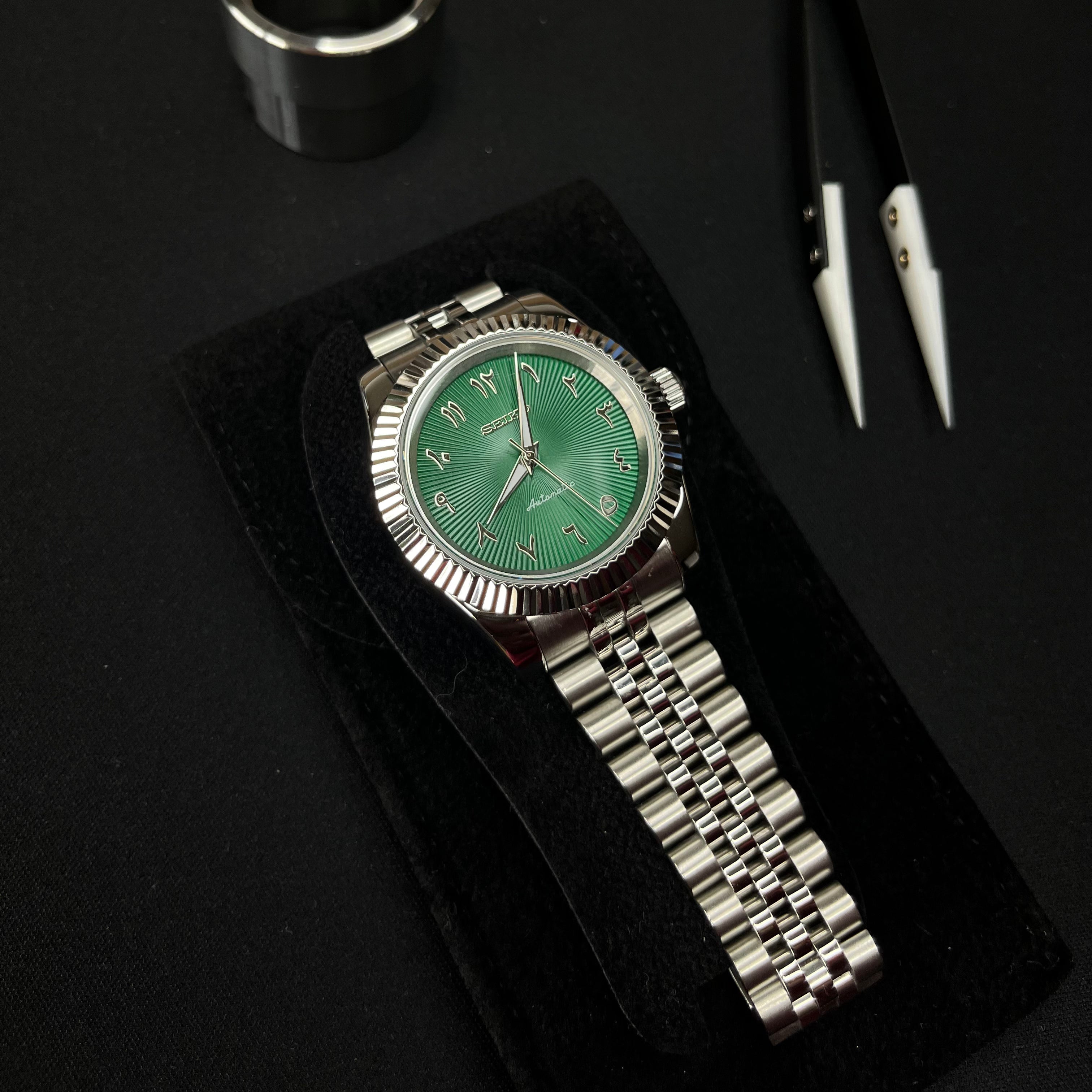 Seiko Datejust Arabic Dial Vert Sapin - Luxury Mods