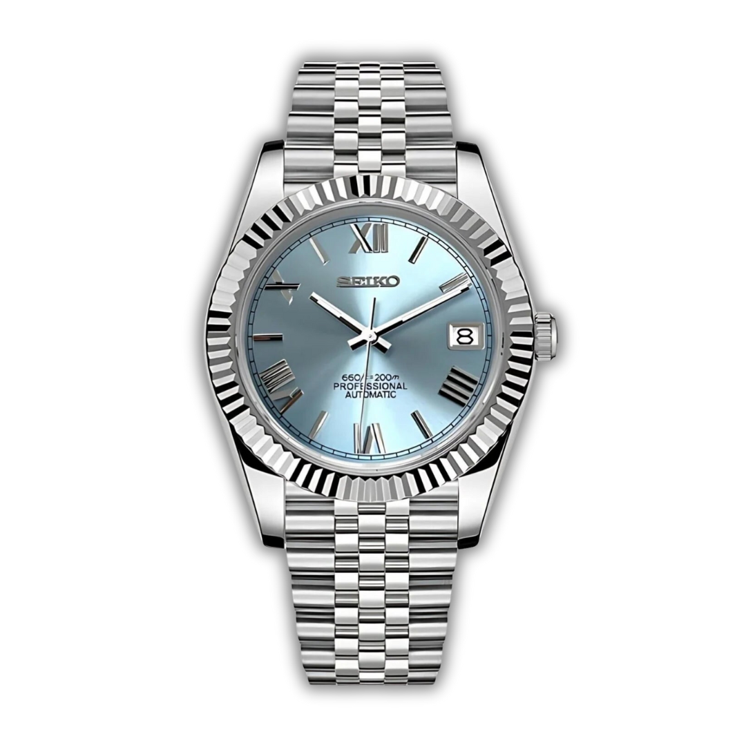 Seiko Datejust Roman Dial Ice Blue - Luxury Mods