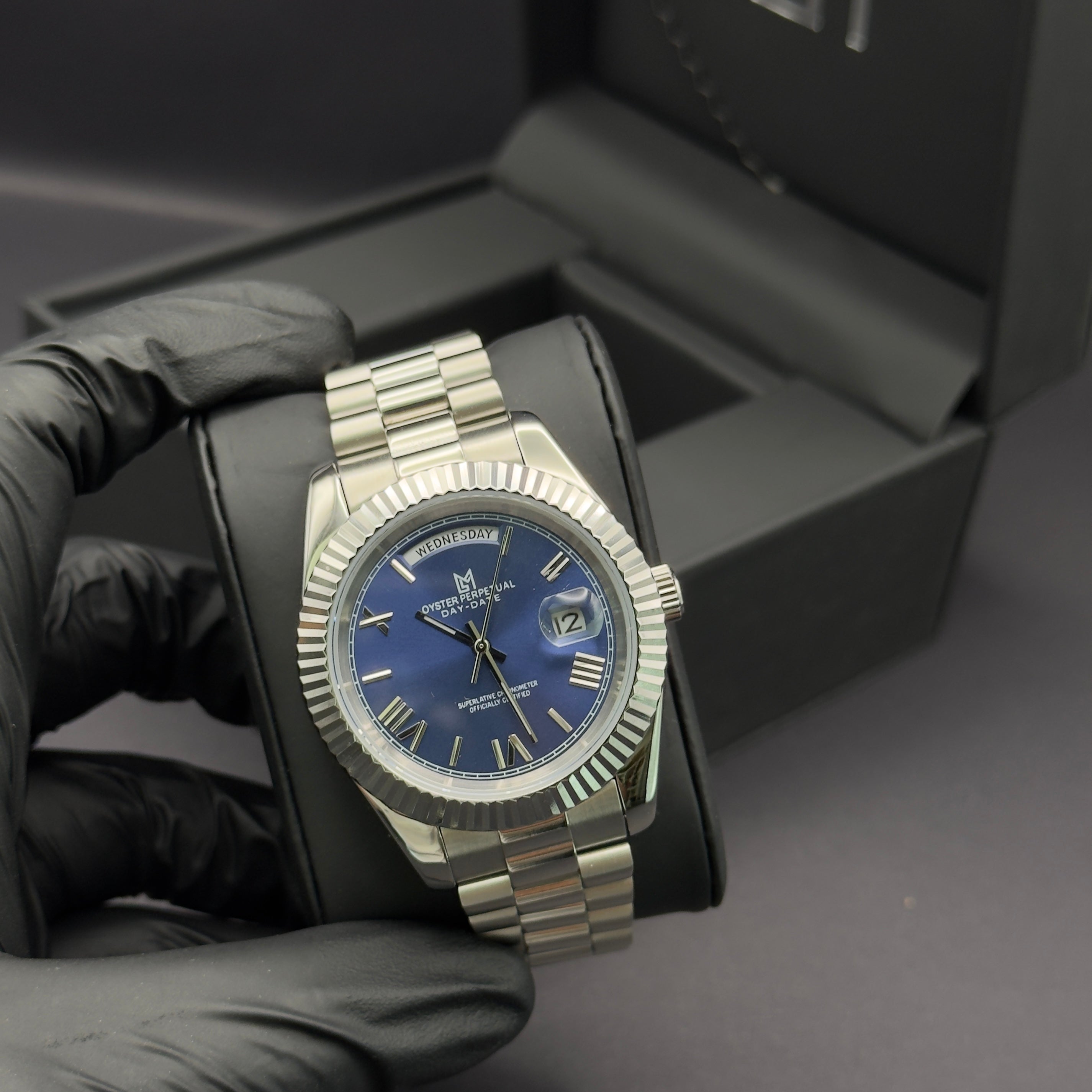 Seiko Mod Daydate Romain Bleu