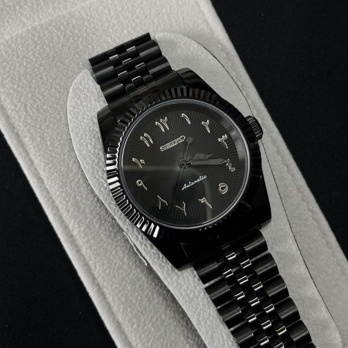 Seiko Datejust Arabic Dial Full Black - Luxury Mods